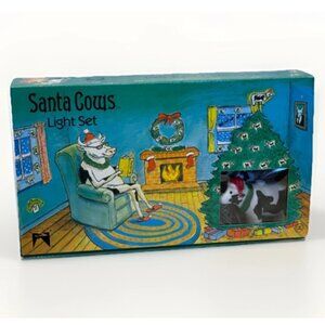 1991 Sue Scott Santa Cows Light Set 10 3" Blow Mold 14" Light String Christmas